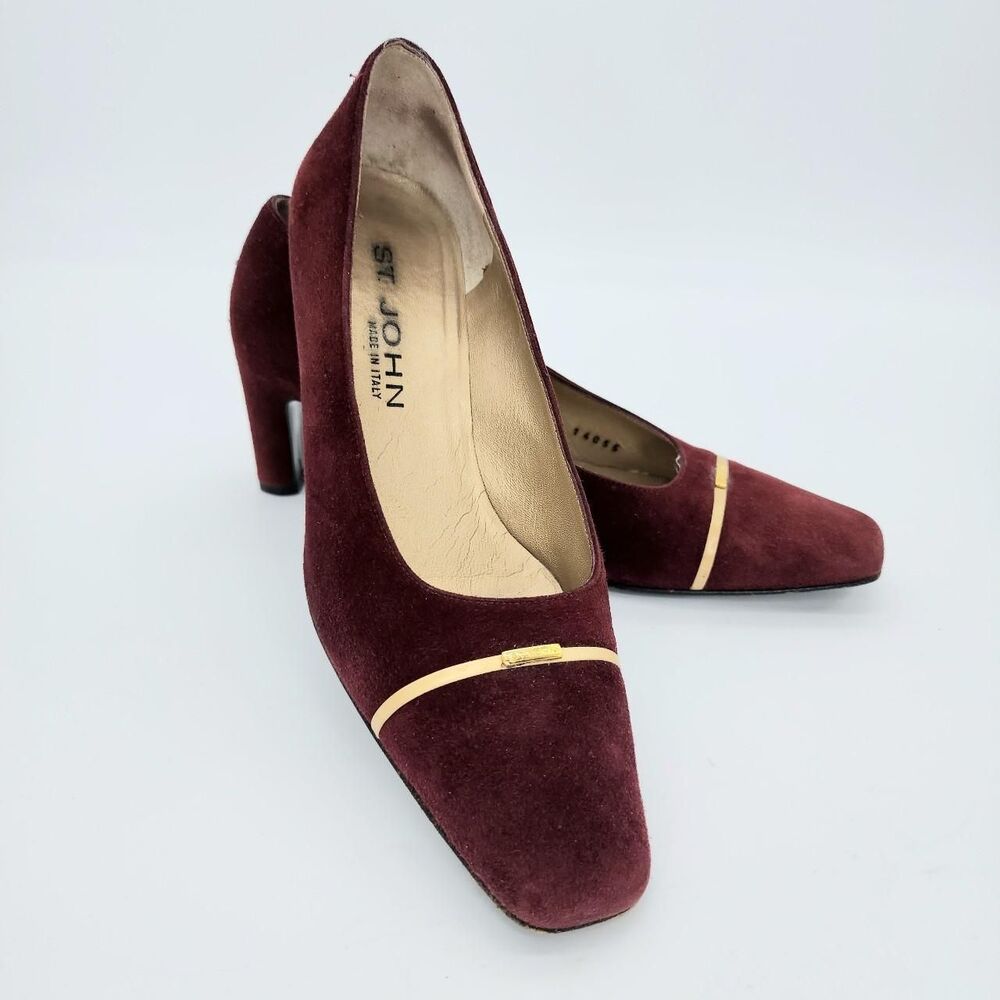 St Johns Women's Burgundy Suede Heels